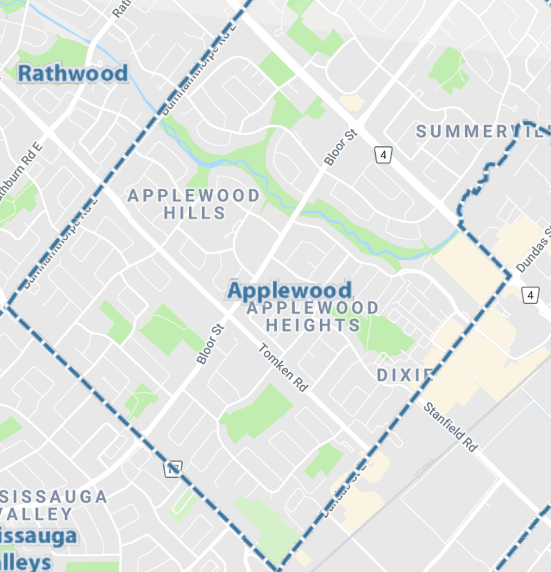Map location of Applewood Hills & Heigths Areas